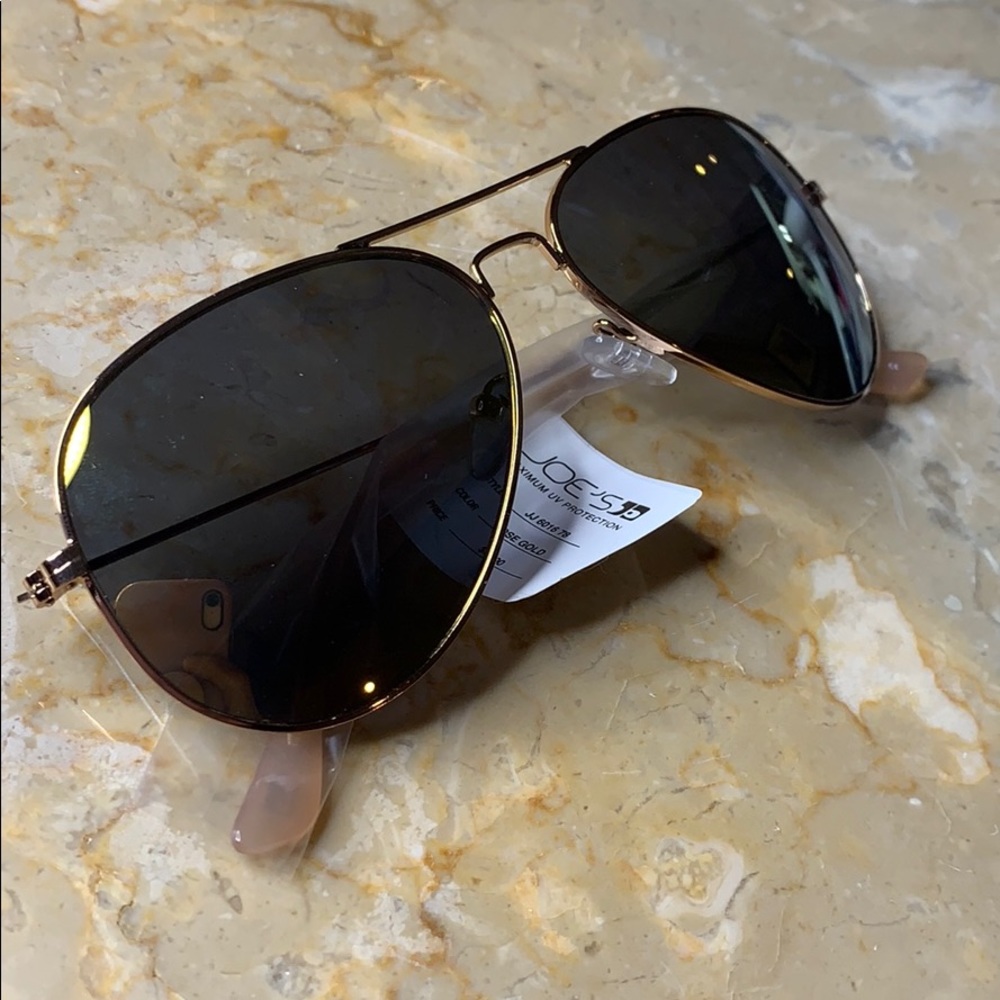 JOES JEANS ROSE GOLD SUNGLASS MIRROR AVIATORS NEW With tags